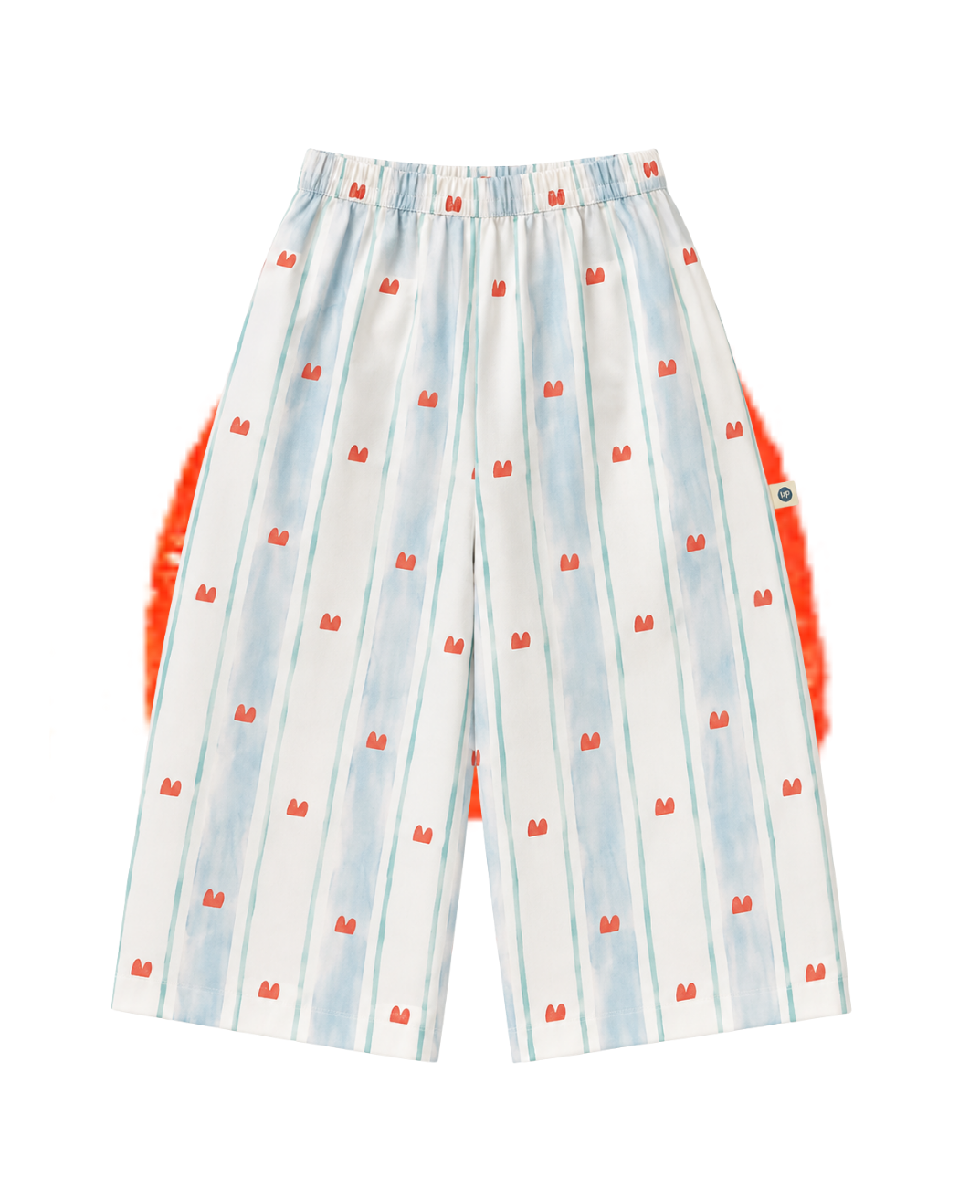 Hompimpom Printed Logo Stripe Blue White Unisex Barrel Pants Toyo-Cotton™